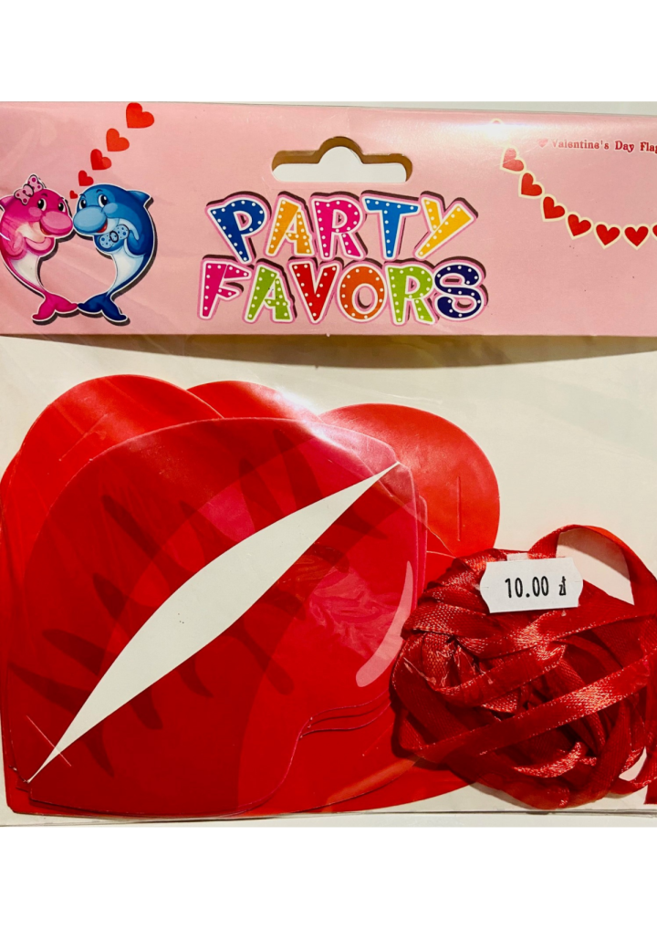 Girlanda papierowa czerwone USTA i SERCA